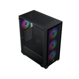 XIGMATEK Sky II Mid-Tower Gaming Case + X-Power 600W 80+ PSU | ATX · Micro-ATX · Mini-ITX | 4 × Fixed-RGB Fans | Tempered Glass · Mesh Front | 325mm GPU · 160mm Cooler | Black