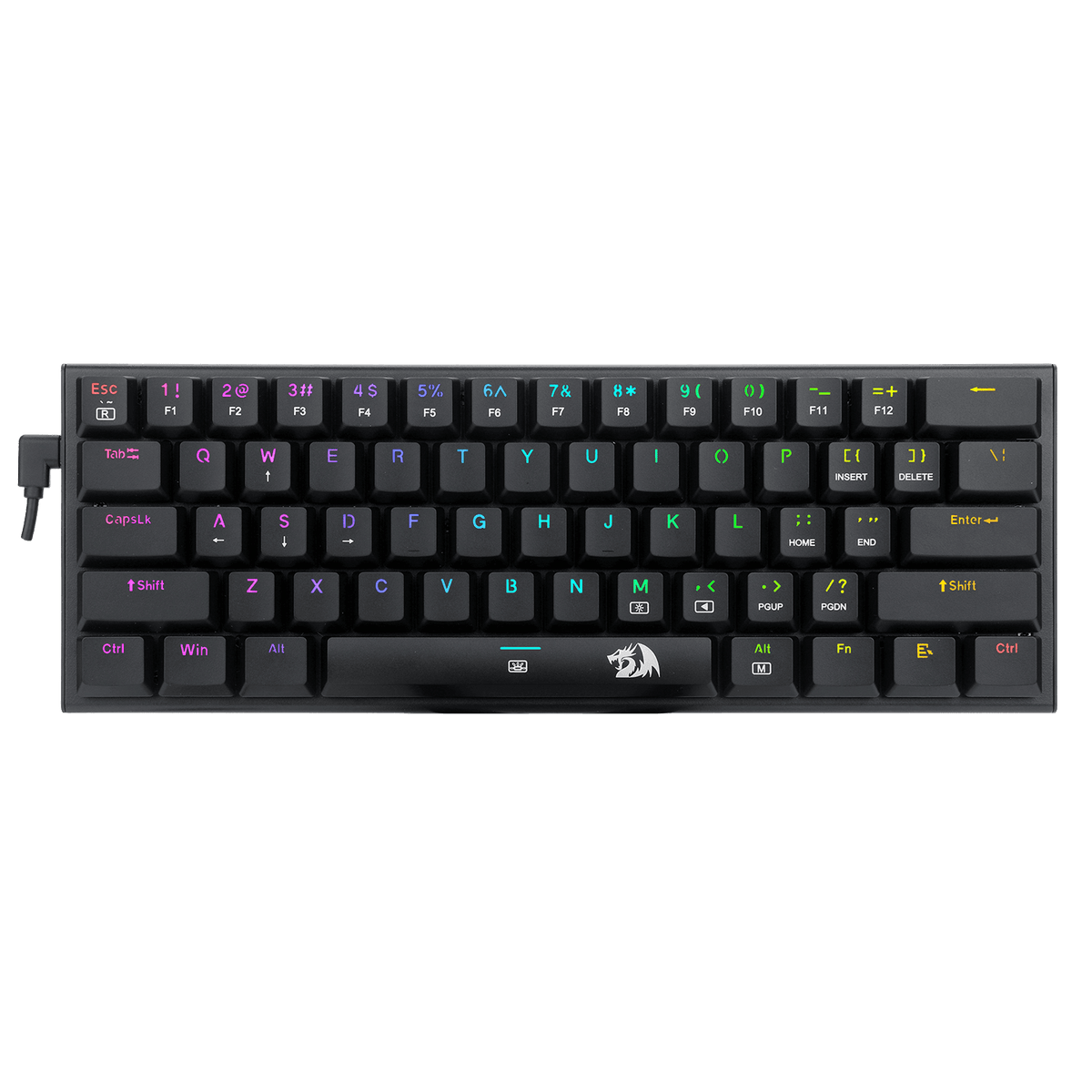 Redragon K614 Anivia Ultra-Thin Mechanical Gaming Keyboard | 61 Keys · 60% | Low-Profile Linear Red · Hot-Swappable | RGB · 20 Modes | Full N-Key Rollover · Detachable USB-C | Black