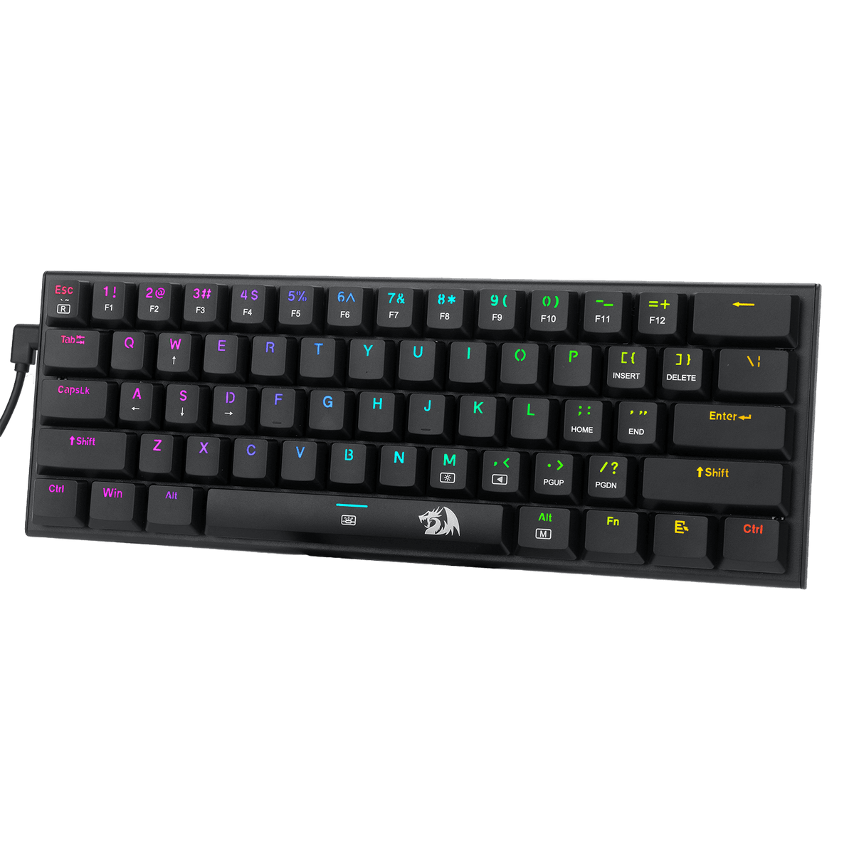 Redragon K614 Anivia Ultra-Thin Mechanical Gaming Keyboard | 61 Keys · 60% | Low-Profile Linear Red · Hot-Swappable | RGB · 20 Modes | Full N-Key Rollover · Detachable USB-C | Black