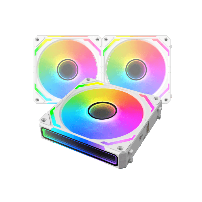 XIGMATEK Starlink Ultra Arctic ARGB Case Fan | 3-Pack 120mm | 800-2000 RPM · 68.5 CFM · 2.05 mmH2O | <29.2 dBA · Hydraul
