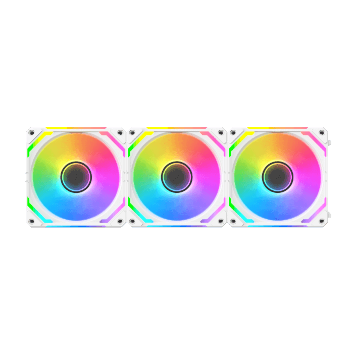XIGMATEK Starlink Ultra Arctic ARGB Case Fan | 3-Pack 120mm | 800-2000 RPM · 68.5 CFM · 2.05 mmH2O | <29.2 dBA · Hydraulic Bearing | Smart Fan Control Box + Remote | White