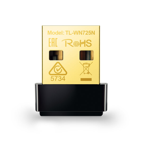 TP-Link TL-WN725N 150Mbps Wireless N Nano USB Adapter | 802.11b/g/n · 2.4GHz | USB 2.0 · Internal Antenna | WPA/WPA2 · 8