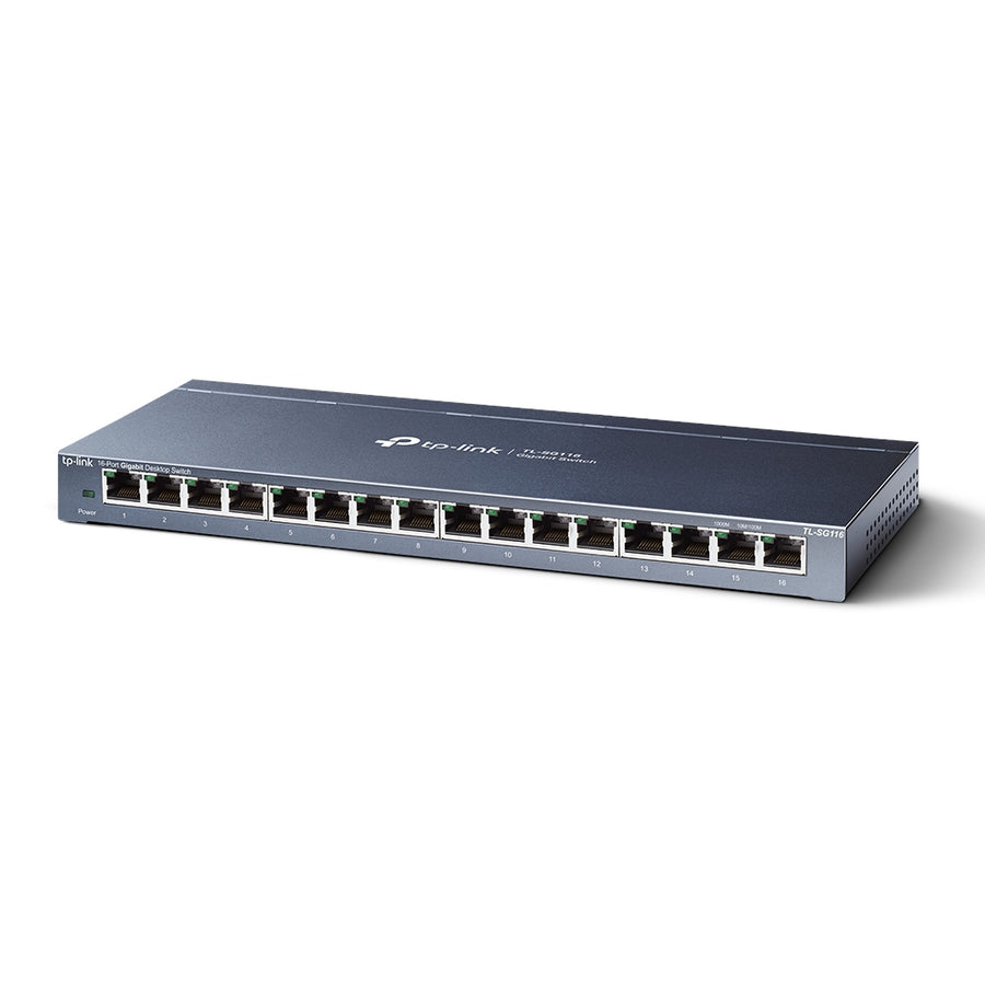 TP-Link TL-SG116 16-Port Gigabit Unmanaged Switch | 16 × 10/100/1000 Mbps RJ45 | 23.8 Mpps · 8K MAC · 10 KB Jumbo Frame 