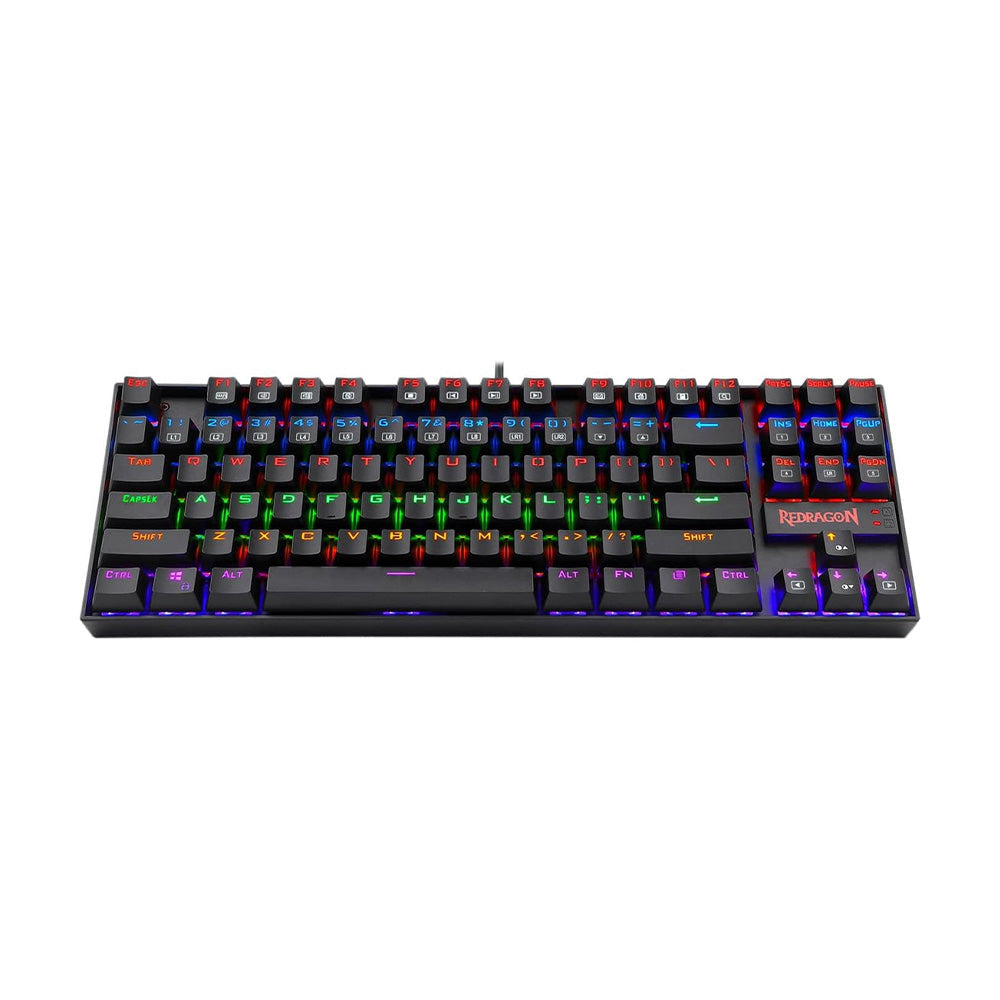 Redragon K552E Kumara Elite Mechanical Gaming Keyboard | 87 Keys · TKL | Blue Switches | Rainbow LED Backlight | Metal · ABS Frame | Anti-Ghosting · N-Key Rollover | Wired USB · 1.8 m | Black