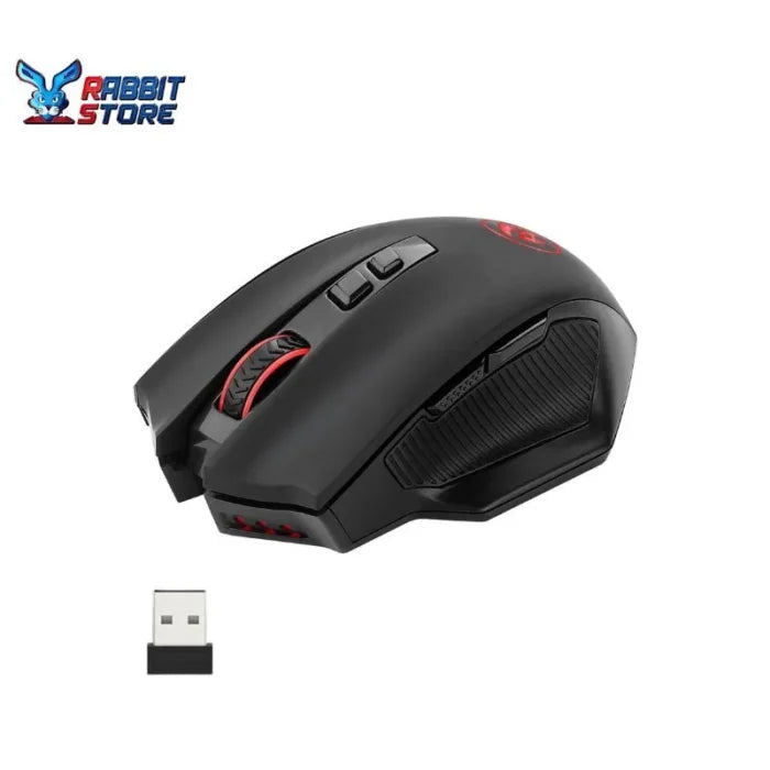 Redragon M655 Ergonomic Wireless Gaming Mouse | 4000 DPI · 5 Levels | 7 Programmable Buttons | 5 Onboard Profiles | Red LED Backlight | 2.4GHz Wireless · Nano Receiver | Black