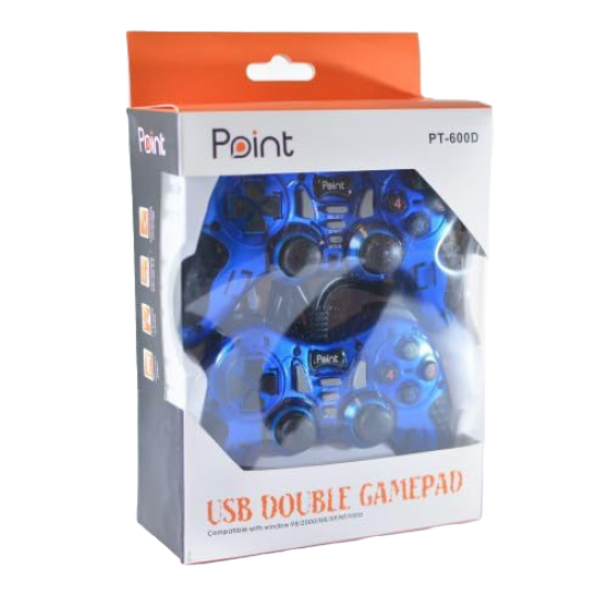 Point PT-600D Double Gamepad Set | 2 × Wired USB Controllers | 12 Buttons · 4 Axis · 8-Way D-Pad | Turbo · Dual Vibratio