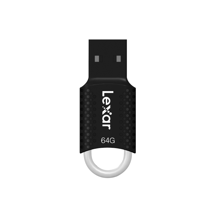 Lexar JumpDrive V40 USB Flash Drive | 64GB | USB 2.0 · USB-A | 54.7 × 20.04 × 9.6 mm · 8 g | Key-Ring Hole | 2-Year Warranty | Black