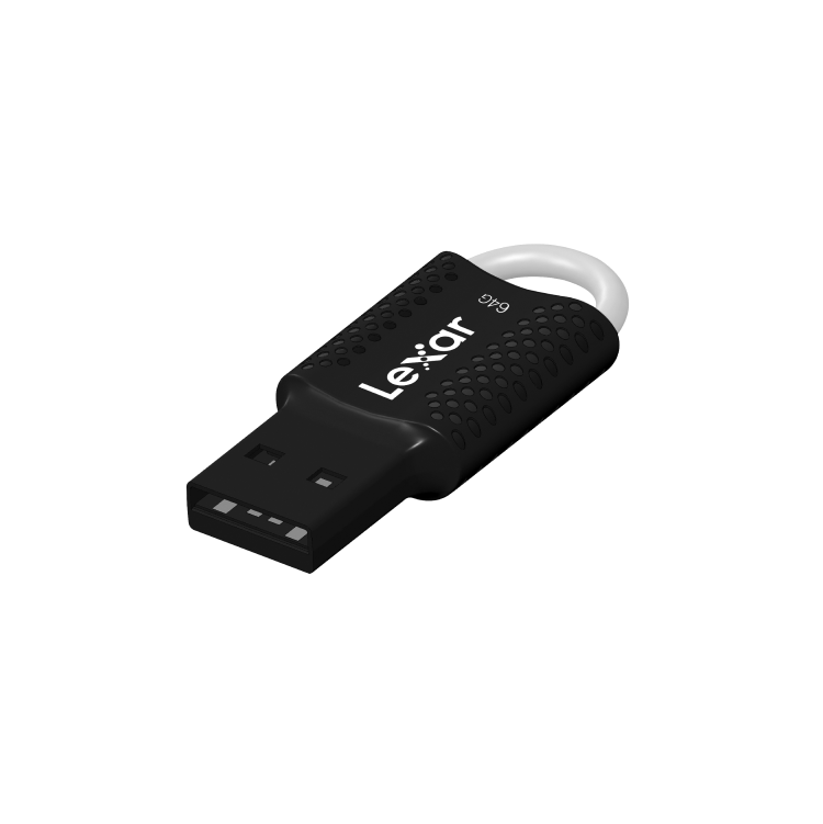 Lexar JumpDrive V40 USB Flash Drive | 64GB | USB 2.0 · USB-A | 54.7 × 20.04 × 9.6 mm · 8 g | Key-Ring Hole | 2-Year Warranty | Black