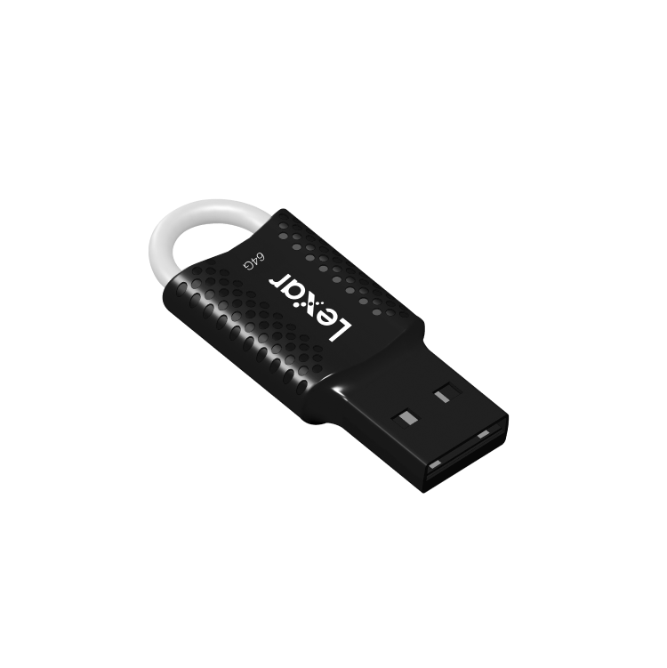 Lexar JumpDrive V40 USB Flash Drive | 64GB | USB 2.0 · USB-A | 54.7 × 20.04 × 9.6 mm · 8 g | Key-Ring Hole | 2-Year Warranty | Black