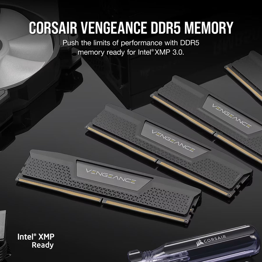 Corsair Vengeance DDR5 32GB Kit (2x16GB) Black | 5200MT/s CL40 | Intel XMP 3.0 | Low-Profile Aluminum Heat Spreader | On-Die ECC | Plug-and-Play 4800MT/s | Intel 12th-14th Gen + AMD Ryzen 7000+ | Affordable DDR5 Entry