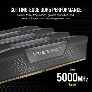 Corsair Vengeance DDR5 32GB Kit (2x16GB) Black | 6400MT/s CL32 | Intel XMP 3.0 | Low-Profile Aluminum Heat Spreader | On-Die ECC | Plug-and-Play 4800MT/s | Intel 13th-14th Gen Optimized | High-Speed Performance Without RGB