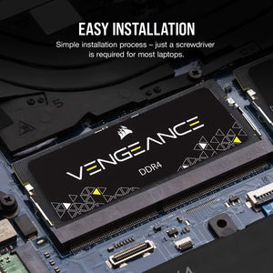Corsair Vengeance 32GB Kit (2x16GB) DDR4-3200 SODIMM Gaming Laptop Memory CMSX32GX4M2A3200C22 Boxed | PC4-25600 | CL22-22-22-53 | 1.2V | 260-Pin Non-ECC Unbuffered | Auto-Overclock | Dual-Channel Matched Pair | Black