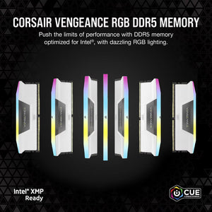 Corsair Vengeance RGB DDR5 16GB Single Stick (1x16GB) White | 6000MT/s CL36 | Intel XMP 3.0 | 10-Zone Addressable RGB | iCUE Compatible | 1.35V | White Aluminum Heat Spreader | Premium DDR5 Module from 2x16GB Kit | Intel 12th-14th Gen + AMD Ryzen 7000+