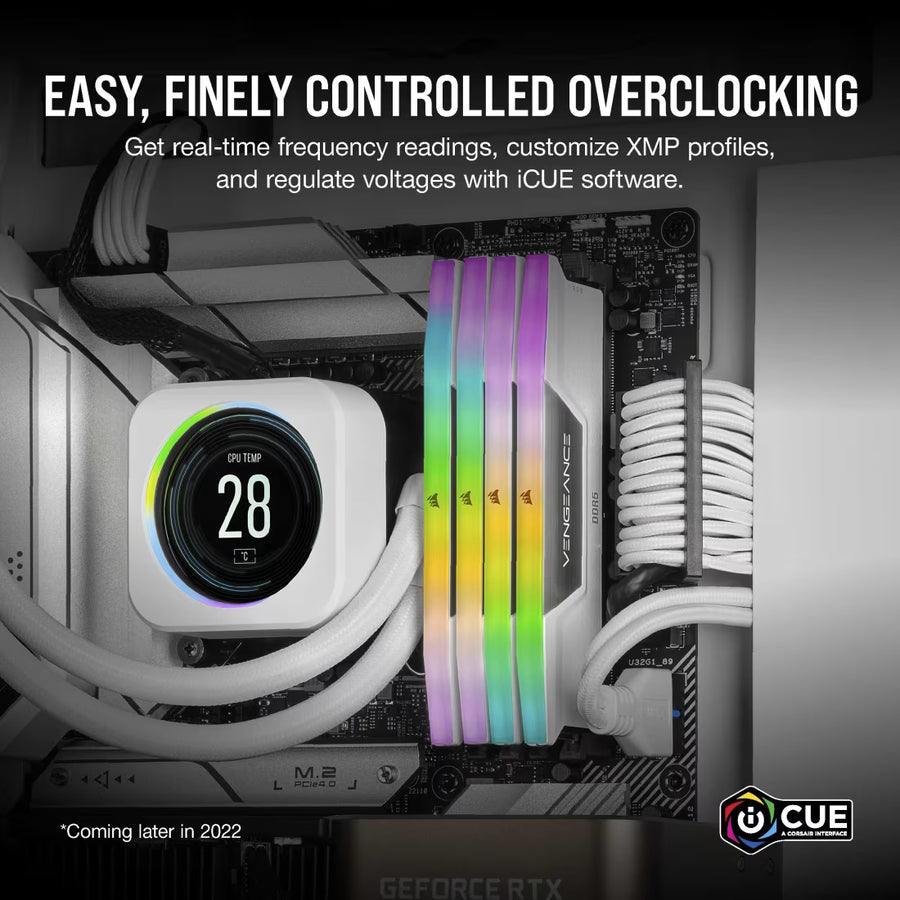Corsair Vengeance RGB DDR5 32GB Kit (2x16GB) White Edition | 6000MT/s CL36 | 10 ARGB LEDs Per Stick | Intel XMP 3.0 | iCUE Software | Aluminum Heat Spreader | Intel 12th-14th Gen + AMD Ryzen 7000+ | Premium White RGB Build Centerpiece