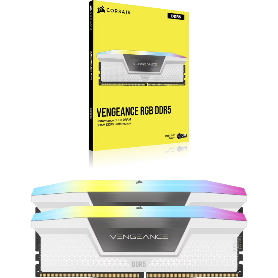 Corsair Vengeance RGB DDR5 32GB Kit (2x16GB) White Edition | 6000MT/s CL36 | 10 ARGB LEDs Per Stick | Intel XMP 3.0 | iCUE Software | Aluminum Heat Spreader | Intel 12th-14th Gen + AMD Ryzen 7000+ | Premium White RGB Build Centerpiece