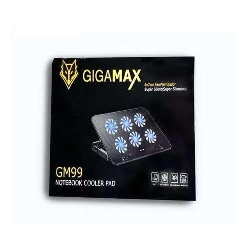 Gigamax Plus GM99 Laptop Cooling Pad | 6 Cooling Fans | USB Powered | Up to 16-inch Laptops | Black