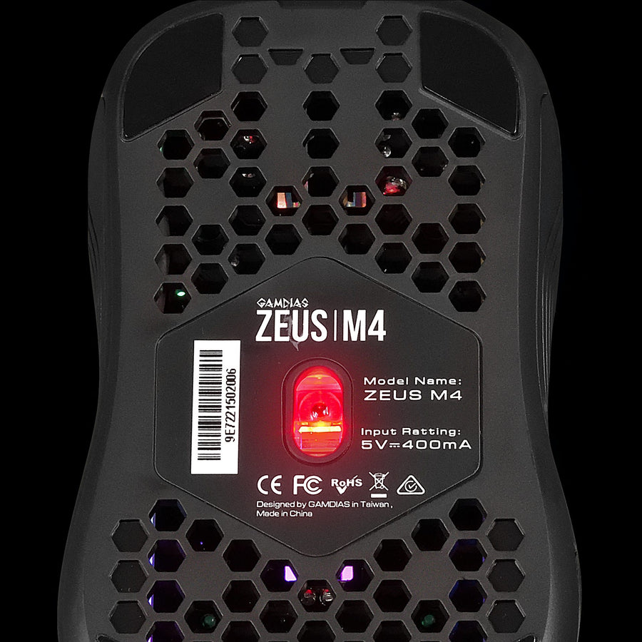 GAMDIAS ZEUS M4 Wired RGB Gaming Mouse + NYX E1 Mouse Mat | Honeycomb Shell · 12800 DPI | 6 Buttons | Braided Cable | 24