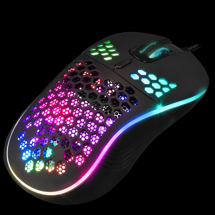 GAMDIAS ZEUS M4 Wired RGB Gaming Mouse + NYX E1 Mouse Mat | Honeycomb Shell · 12800 DPI | 6 Buttons | Braided Cable | 24
