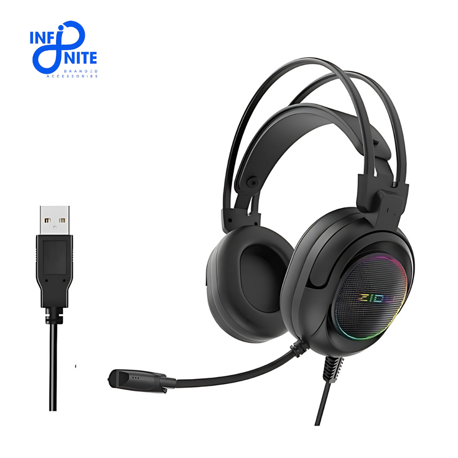 ZIDLI L4 PRO Gaming Headset | USB · Wired | 7.1 Virtual Surround Sound | RGB Lighting | Over-Ear with Microphone | Black