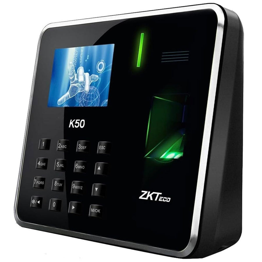 ZKTeco K50 Pro Fingerprint Time Attendance Terminal | 3,000 fingerprints · 3,000 cards · 100,000 records | 2.8-inch TFT 