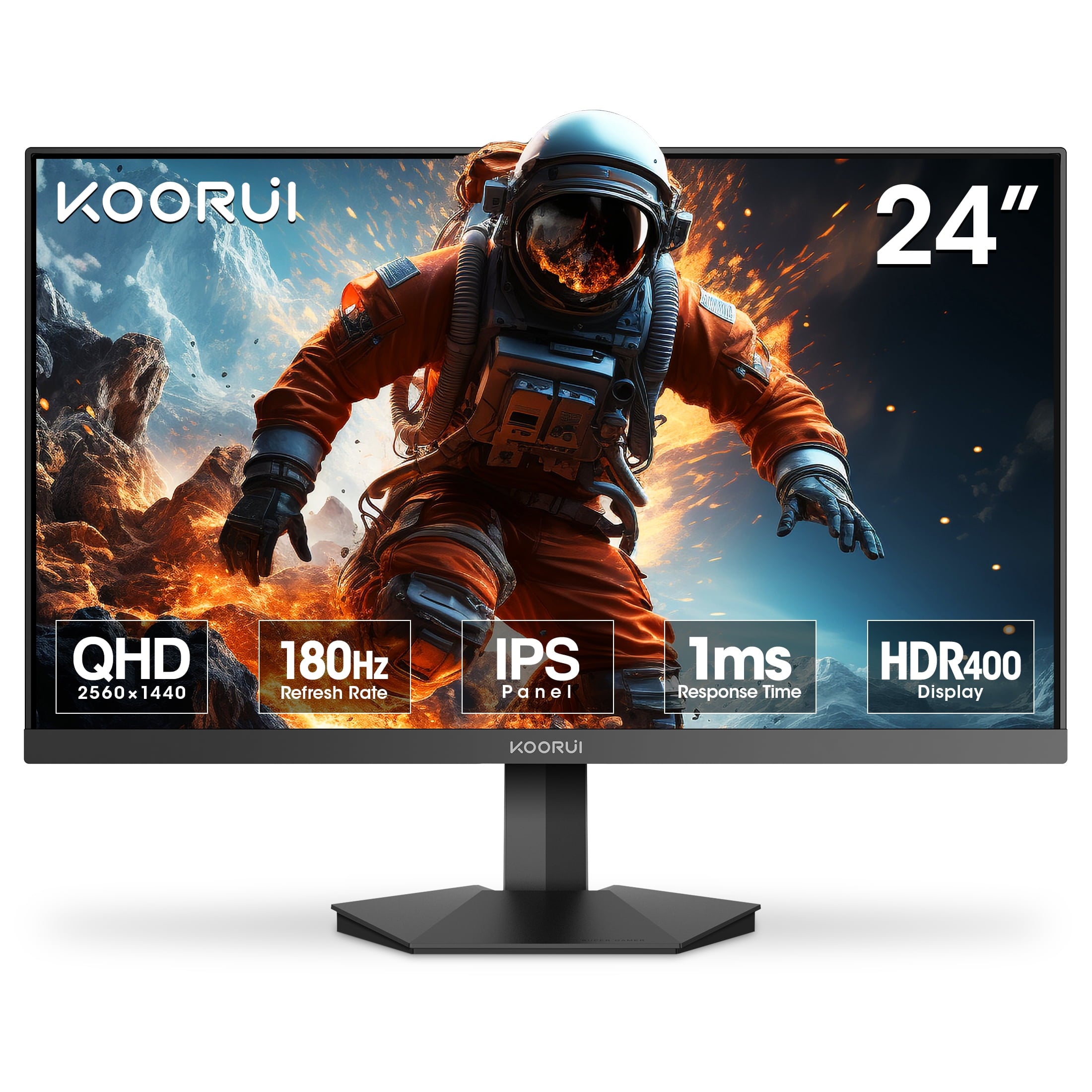 KOORUI Gaming Monitor | QHD 2560x1440 | 144Hz | 1ms | Adaptive-Sync | HDMI | Black | ملاحظة: بقع بيضا وحمرا وخربوش