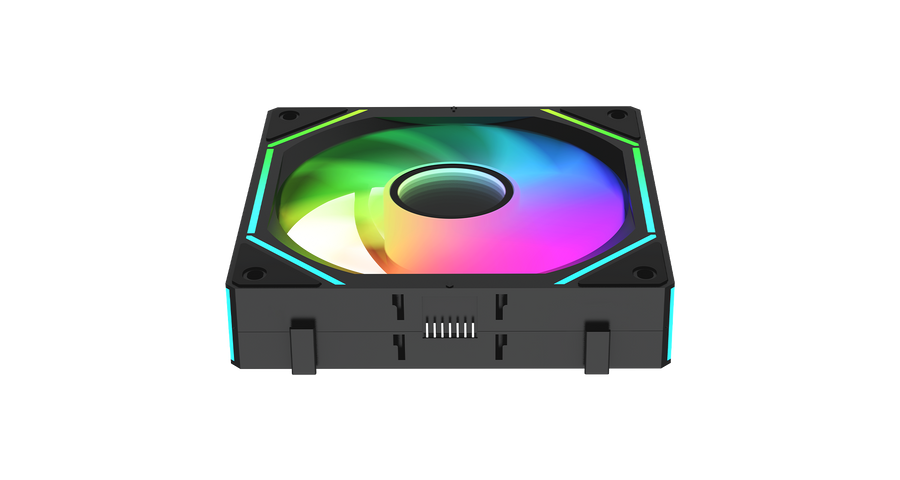 Ocypus Gamma F12 UNI BK ARGB 3-in-1 Case Fan | 120mm · 3-Pack · Cable-Free Interlocking | PWM 800-1800 RPM · 53 CFM | 1.
