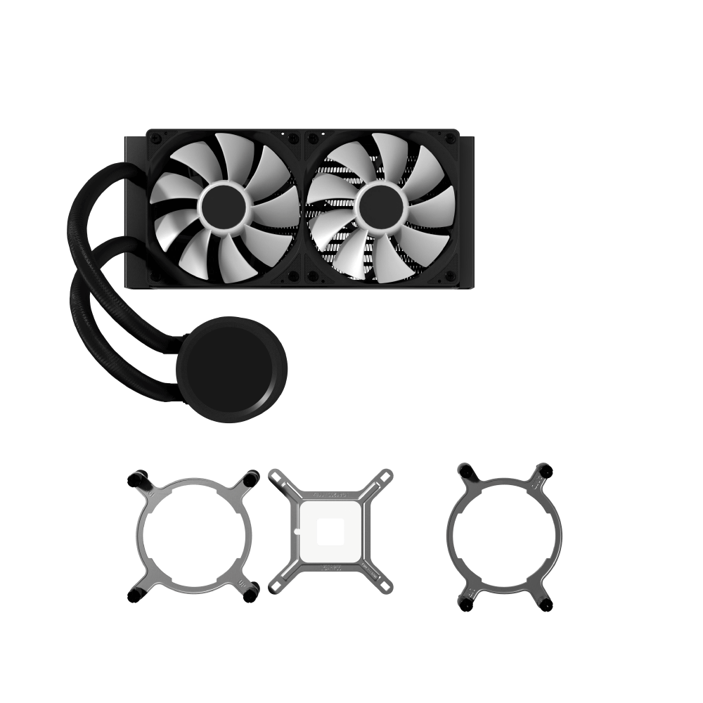 AeroCool Abyss L240R Digi 240mm ARGB Liquid CPU Cooler | Digital Temperature Display | 2x 120mm PWM · 660-1800 RPM · 81.5 CFM | Pump 600-3000 RPM · 280W TDP | LGA1851/1700/1200/115X · AM5/AM4 | Black