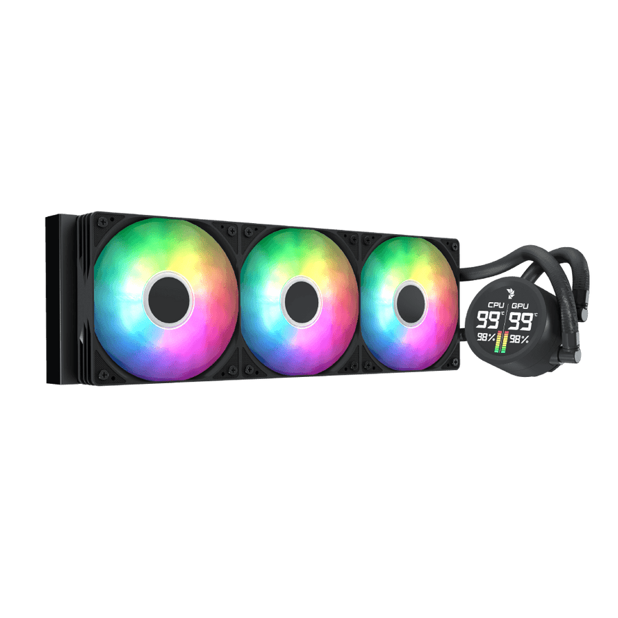 AeroCool Abyss L360R Digi 360mm ARGB Liquid CPU Cooler | Digital Temperature Display | 3x 120mm PWM · 660-1800 RPM · 81.