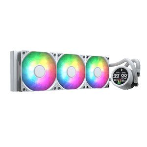 AeroCool Abyss L360R Digi 360mm ARGB Liquid CPU Cooler | Digital Temperature Display | 3x 120mm PWM · 660-1800 RPM · 81.5 CFM | Pump 600-3000 RPM · 320W TDP | LGA1851/1700/1200/115X · AM5/AM4 | White