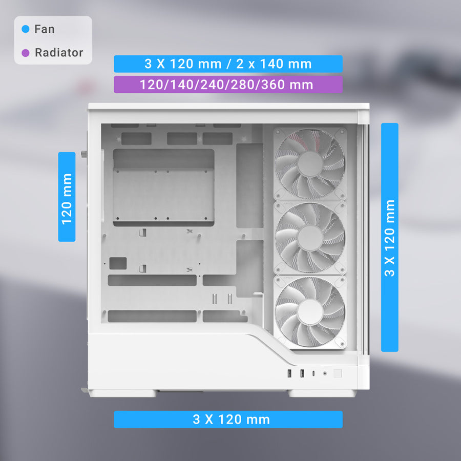 AeroCool P500A Mid-Tower PC Case | ATX · Micro-ATX · Mini-ITX · BTF Reverse-Connector Ready | 4 × 120mm ARGB PWM Fans | 
