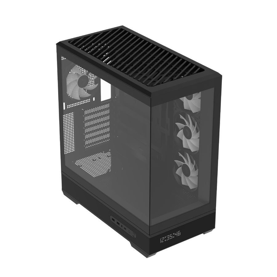 Aerocool P500B Digi Mid-Tower PC Case | ATX · Micro-ATX · Mini-ITX | Dot-Pixel LED Screen · BTF Ready | 4 × 120mm ARGB P