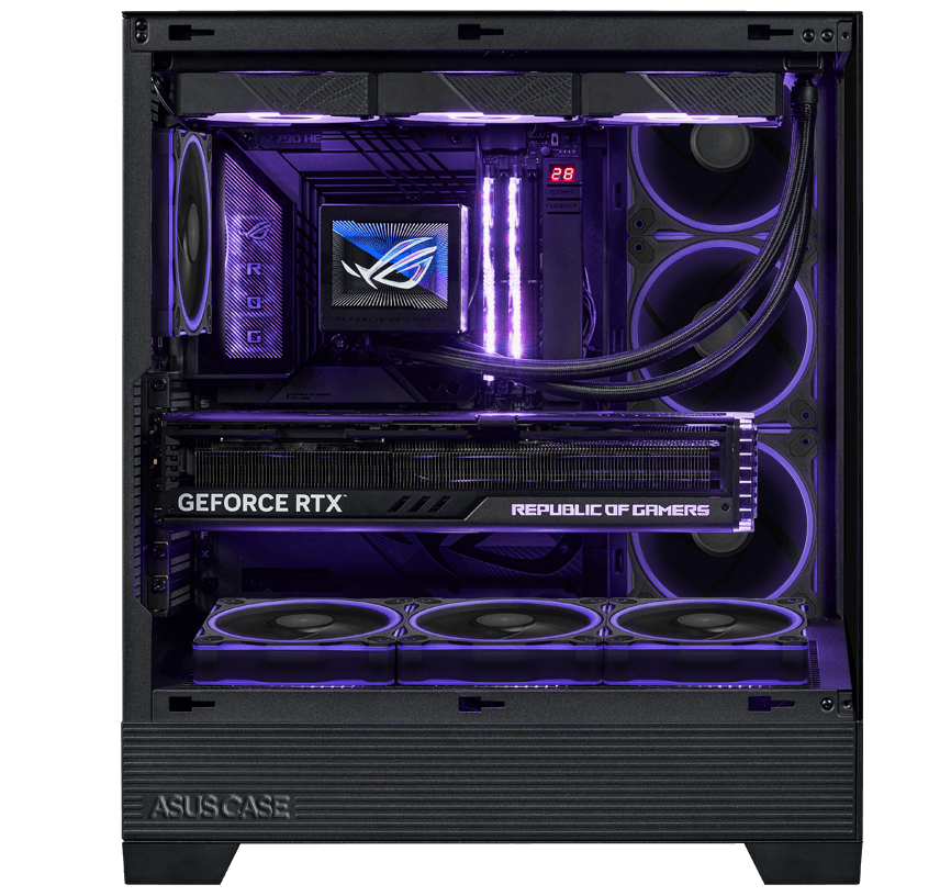 ASUS A31 PLUS Mid-Tower PC Case | ATX · Micro-ATX · Mini-ITX · BTF Ready | 4 × 120mm ARGB Fans | 360mm Radiator · 380mm GPU · 165mm Cooler | Tempered Glass Front & Side | Black