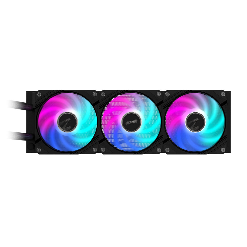 Gigabyte AORUS WATERFORCE II 360 ARGB 360mm AIO Liquid CPU Cooler | 3× 120mm ARGB EZ-Chain · 800-2300 RPM · 64.95 CFM | Copper Block · 330° Rotatable · Pump 1600-3400 RPM | LGA1851/1700 · AM5/AM4 | Black