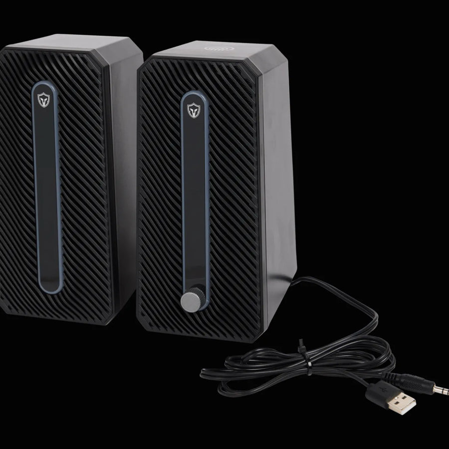 Battletron Gaming Speakers | 2.0 Stereo · 2-Piece Set | 10 W (2 × 5 W) | RGB LED Lighting with Touch Control | USB Power