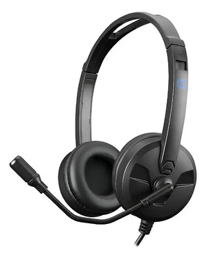 HP DHE-8009 Stereo Headset | 40mm Drivers | 20Hz–20kHz | Omnidirectional Boom Mic | Single 3.5mm Jack · 1.9m Cable | 119g | Black