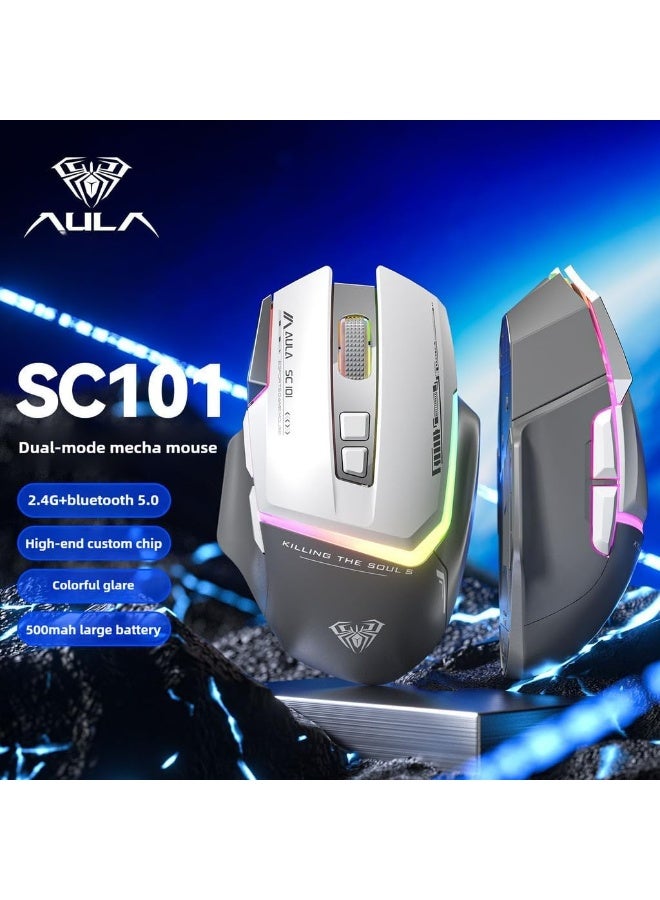 AULA SC101 Wireless Gaming Mouse | 2.4GHz Wireless · Bluetooth Dual Mode | Rechargeable 500mAh Battery | Ergonomic Right