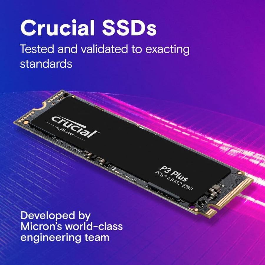 Crucial P3 Plus 1TB M.2 2280 PCIe Gen4 NVMe Internal SSD | 5,000 MB/s Read · 3,600 MB/s Write | Micron 176-Layer 3D NAND
