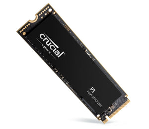 Crucial P3 500GB NVMe SSD | PCIe 3.0 x4 · M.2 2280 | 3,500MB/s read · 1,900MB/s write | Micron 176-layer 3D NAND · 110TBW | 5-year limited warranty