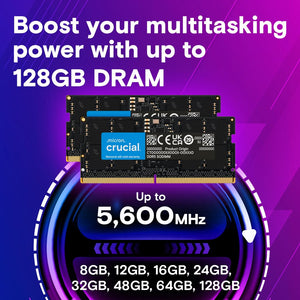 Crucial CT16G56C46S5 16GB DDR5 Laptop Memory | DDR5-5600 MT/s · PC5-44800 | CL46 · 46-45-45 · 1.1V | 262-Pin SO-DIMM · 1Rx8 Non-ECC | Black