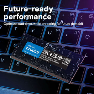 Crucial CT16G56C46S5 16GB DDR5 Laptop Memory | DDR5-5600 MT/s · PC5-44800 | CL46 · 46-45-45 · 1.1V | 262-Pin SO-DIMM · 1Rx8 Non-ECC | Black