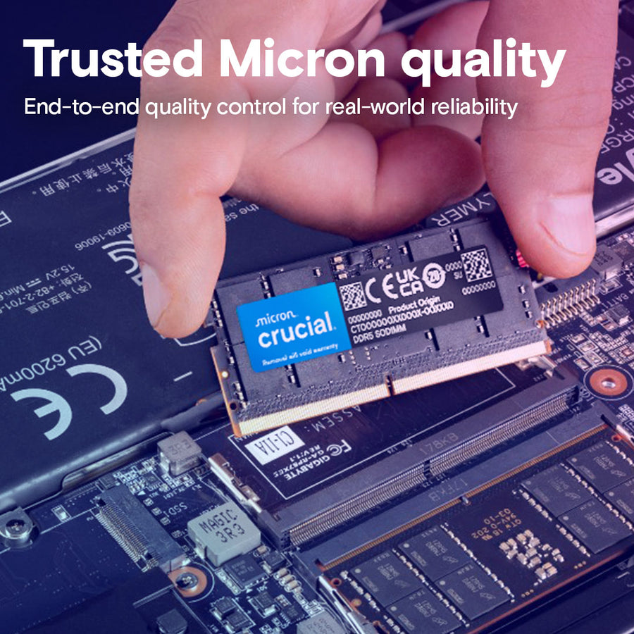 Crucial 16GB Kit (2x8GB) DDR5-4800 SODIMM Laptop Memory CT2K8G48C40S5 | PC5-38400 | CL40 | 1.1V | 262-Pin Non-ECC Unbuffered | On-Die ECC | Dual-Channel Matched Pair | Notebook RAM Upgrade | Intel + AMD