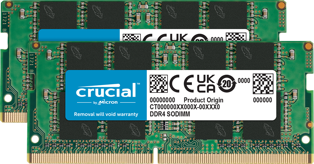 Crucial 32GB Kit (2x16GB) DDR4-3200 SODIMM Laptop Memory CT2K16G4SFRA32A | PC4-25600 | CL22 | 1.2V | 260-Pin Non-ECC Unbuffered | Dual-Channel Matched Pair | Notebook RAM Upgrade | Intel + AMD | Plug & Play