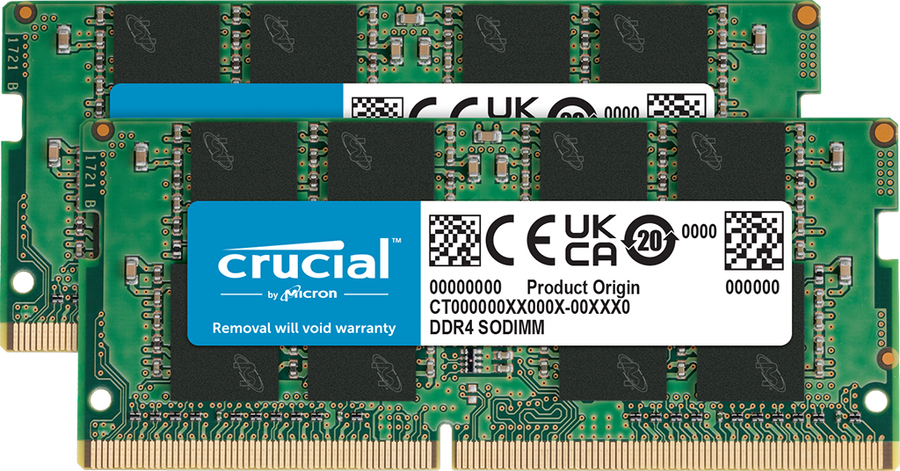 Crucial 32GB Kit (2x16GB) DDR4-3200 SODIMM Laptop Memory CT2K16G4SFRA32A | PC4-25600 | CL22 | 1.2V | 260-Pin Non-ECC Unbuffered | Dual-Channel Matched Pair | Notebook RAM Upgrade | Intel + AMD | Plug & Play