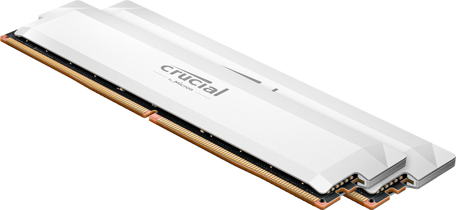 Crucial Pro DDR5 32GB Kit (2x16GB) White Edition | 6000MT/s CL36 | Intel XMP 3.0 Ready | On-Die ECC | Plug-and-Play 4800MT/s | Anodized Aluminum Heat Spreader | Intel 13th-14th Gen + AMD Ryzen 7000+ | Premium White Build Aesthetic