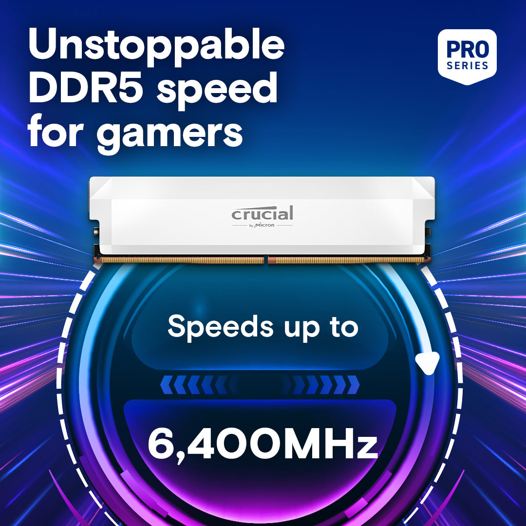 Crucial Pro DDR5 32GB Kit (2x16GB) White Edition | 6000MT/s CL36 | Intel XMP 3.0 Ready | On-Die ECC | Plug-and-Play 4800MT/s | Anodized Aluminum Heat Spreader | Intel 13th-14th Gen + AMD Ryzen 7000+ | Premium White Build Aesthetic