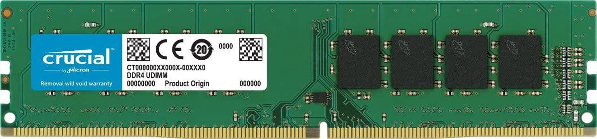 Crucial CB8GU3200 8GB DDR4-3200 Desktop Memory | DDR4 · 8GB (1 x 8GB) | 3200MT/s · PC4-25600 | CL22 · 22-22-22 · 1.2V | 288-Pin UDIMM · Unbuffered Non-ECC
