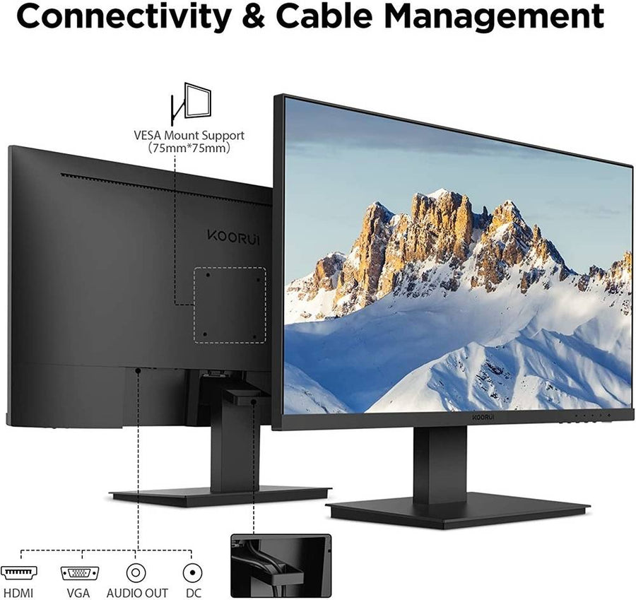 KOORUI 27N1 | 27" FHD IPS Monitor | 75Hz | 5ms | 99% sRGB | HDMI & VGA