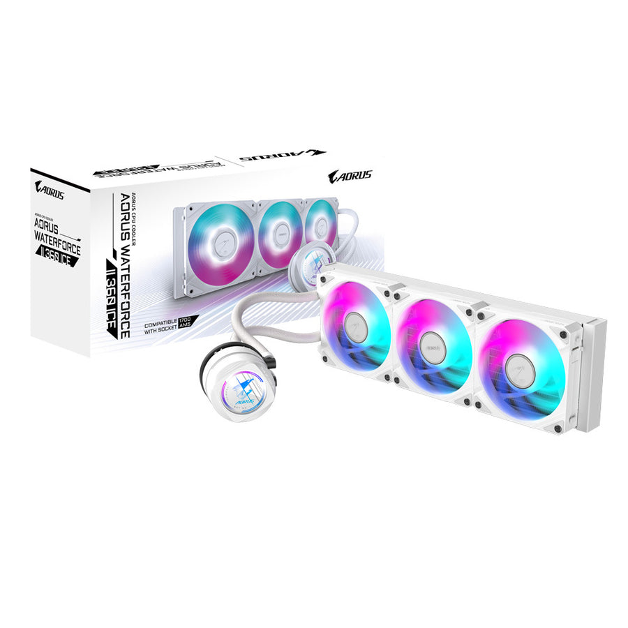 Gigabyte AORUS WATERFORCE II 360 ICE ARGB 360mm AIO Liquid CPU Cooler | 3× 120mm ARGB EZ-Chain · 800-2300 RPM · 64.95 CF