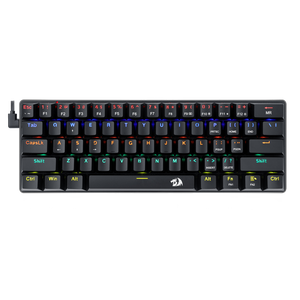 Redragon K613 Jax Mechanical Gaming Keyboard | 61 Keys · 60% Layout | Blue Switches | Rainbow LED · 18 Modes | Detachable USB-A to USB-C Cable | Anti-Ghosting · N-Key Rollover | Black