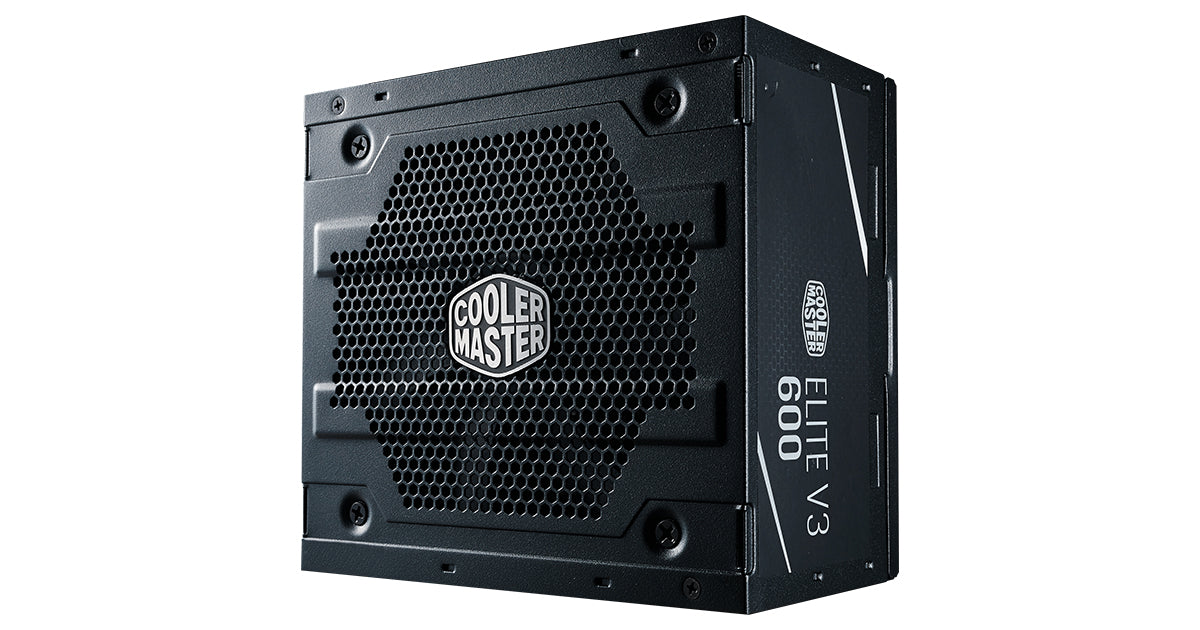 Cooler Master Elite V3 230V 600W ATX Power Supply | 600W Continuous · >80% Average Efficiency | Active PFC | Quiet 120 mm Fan | 3-Year Warranty | Black